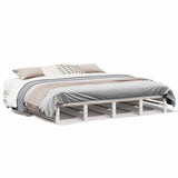 Bed Frame without Mattress White 200x200 cm Solid Wood Pine 3302322