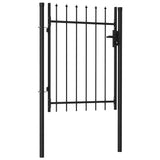 Fence Gate Single Door with Spike Top Steel 1x1.2 m Black 146033