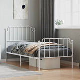 ZNTS Metal Bed Frame with Headboard and Footboard White 90x200 cm 373947