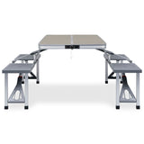 Folding Camping Table with 4 Seats Steel Aluminium 47686
