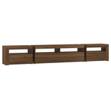 TV Cabinet with LED Lights Brown Oak 240x35x40 cm 3152729