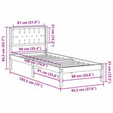 Bed Frame with Headboard Dark Grey 90 x 190 cm Solid Pine Wood 878225