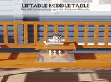 Wooden Bench with Liftable Middle Table, Outdoor Bench, Patio Loveseat for Porch, Garden, Seats 2-3 T3398P554346