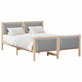 Bed Frame with Headboard Light Grey 135 x 190 cm Fabric 878339