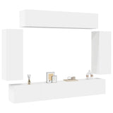 6 Piece TV Cabinet Set White Engineered Wood 3078699