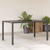 Garden Table with Glass Top Black 150x90x75 cm Poly Rattan 365531