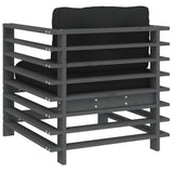 Garden Chairs with Cushions 2 pcs Grey Solid Wood Pine 825676