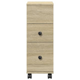 Narrow Bathroom Cabinet with Wheels Sonoma Oak Engineered Wood 855234
