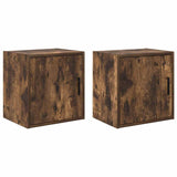 ZNTS Garage Wall Cabinets 2 pcs Smoked Oak Engineered Wood 860634