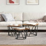 Coffee Table 3 pcs Smoked Oak Engineered Wood and Steel 868281