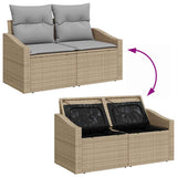 Garden Sofa with Cushion Beige 123 x 62 x 69cm Poly Rattan 42006785