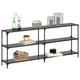 Console Table with Black Glass Top 194.5x30x81 cm Steel 846035