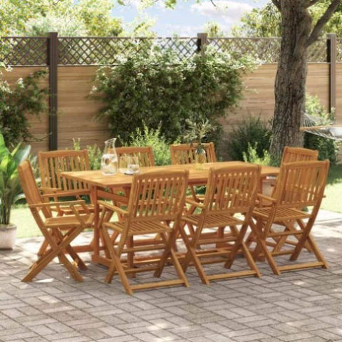 ZNTS 9 Piece Garden Dining Set 180x90x75 cm Solid Wood Acacia 3321529