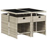 5 Piece Garden Dining Set with Cushions Light Grey Poly Rattan 3211079