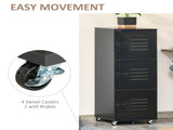 Rolling Storage Cabinet 3-Tier Mobile File Cabinet with Wheels & Metal Doors for Home Office, Living T3398P328285