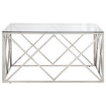 ZNTS Coffee Table Silver Stainless Steel and Tempered Glass 349977