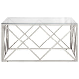 Coffee Table Silver Stainless Steel and Tempered Glass 349977
