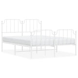 Metal Bed Frame without Mattress with Footboard White 150x200cm 373956