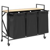 Laundry Basket 3 Compartments with Wheels Sonoma Oak 859091