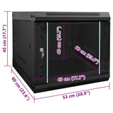 Network Cabinet with Storage Black 53 x 60 x 45 cm Steel 42017652