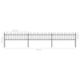 ZNTS Garden Fence with Hoop Top Steel 5.1x0.6 m Black 277640