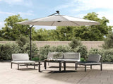 Hanging Garden Parasol with LED Lighting 300 cm Sand Metal Pole 42970