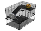 3 Tiers Hamster Cage, Gerbil Cage with Deep Glass Bottom, Non-Slip Ramps, Platforms, Hut, Exercise T3398P350087