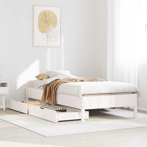 Bed Frame without Mattress White 90x190 cm Single Solid Wood Pine 3301732