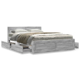 Bed Frame with Headboard without Mattress Grey Sonoma 140x200 cm 3295567