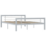 ZNTS Bed Frame without Mattress Grey and White Metal 160x200 cm 284560