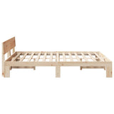 Bed Frame with Headboard Natural 160 x 200 cm Solid Pine Wood 872644