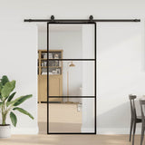Sliding Door with Hardware Set Black 90x205 cm ESG Glass 3375922