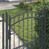 Fence Gate EMMEN 170 x 100 cm Powder-coated steel Grey Lockable 42008975