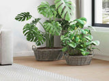 Planter Basket with Storage 2 pcs Grey Lacak Rattan 42020963