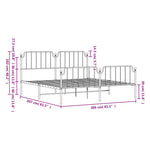 Metal Bed Frame without Mattress with Footboard White 200x200cm 373961