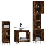 3 Piece Bathroom Cabinet Set Smoked Oak Engineered Wood 3187794