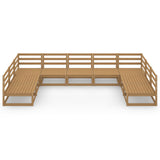 ZNTS 9 Piece Garden Lounge Set Solid Pinewood 3076142