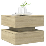 ZNTS Coffee Table with LED Lights Sonoma Oak 50x50x40 cm 839856