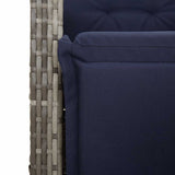 7 Piece Garden Dining Set with Cushions Grey Poly Rattan 3212623
