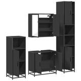 ZNTS 4 Piece Bathroom Furniture Set Black Engineered Wood 3301185