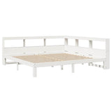 Bookcase Bed without Mattress White 180x200 cm Super King Solid Wood Pine 3324374