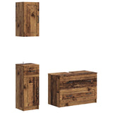 3 Piece Bathroom Cabinet Set UTRECHT Old Wood Engineered Wood 3417817
