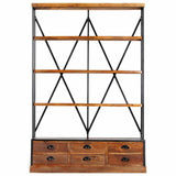 284423 4-Tier Bookcase with 6 Drawers 122x36x181 cm Solid Mango Wood