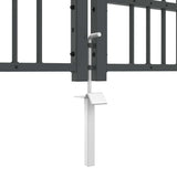 Fence Gate with Spear Top with Lock Grey 305 x 125 cm Steel 42009044