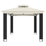 Gazebo with Double Roof Cream 3.94x2.96 m Steel 368446