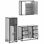 ZNTS 3 Piece Bathroom Furniture Set Grey Sonoma Engineered Wood 3300963