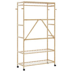 ZNTS Clothes Rack with Shelves and Wheels 110x40x180 cm Bamboo 4008923