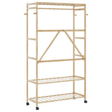 ZNTS Clothes Rack with Shelves and Wheels 110x40x180 cm Bamboo 4008923