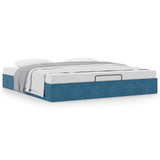 Ottoman Bed Frame No Mattress Dark Blue 200x200 cm Velvet 3310989