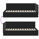 Corner Bed Frame with Headboard Black 100 x 200 cm Velvet 42016322